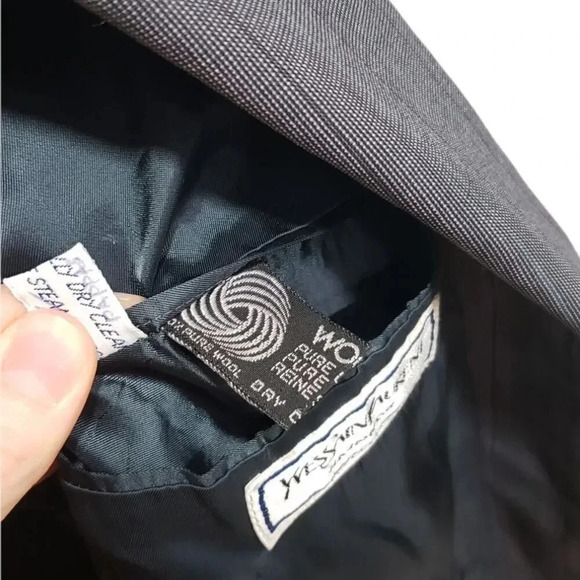 Yves Saint Laurent Gray Pure Wool Striped Blazer 46R - Picture 4 of 6